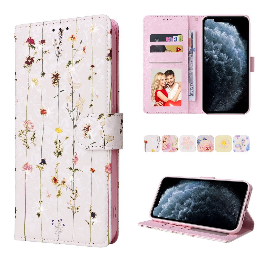 Ốp lưng cho iPhone 15 11 12 Pro Max XS Max Bàn chải chống trộm dập nóng Flip Stand Leather Wallet Case