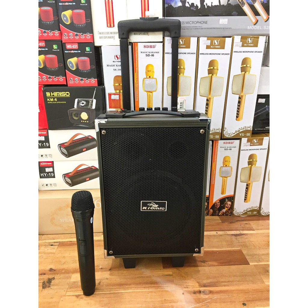 [Tăng Micro] Loa Kéo Karaoke Bluetooth Kiomic Q8 (Điều Chỉnh Bass, Treble, Echo) - BH 6 tháng