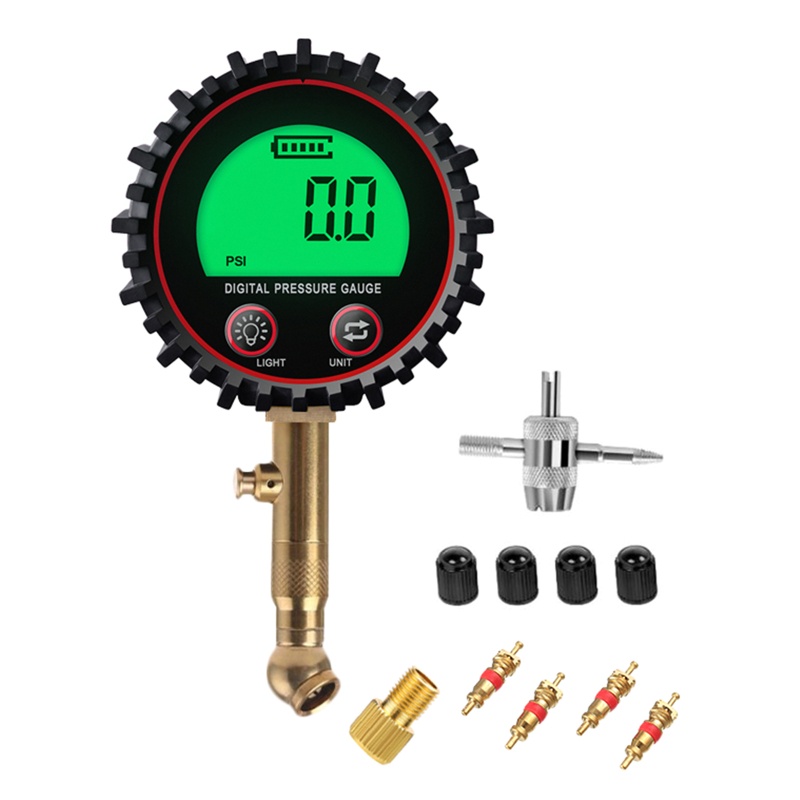 Đồng Hồ Đo Áp Suất Lốp Xe Kỹ Thuật Số 255PSI Với Ống Cao Su Kết Nối Nhanh Psi Bar Kpa Kgf Cm2