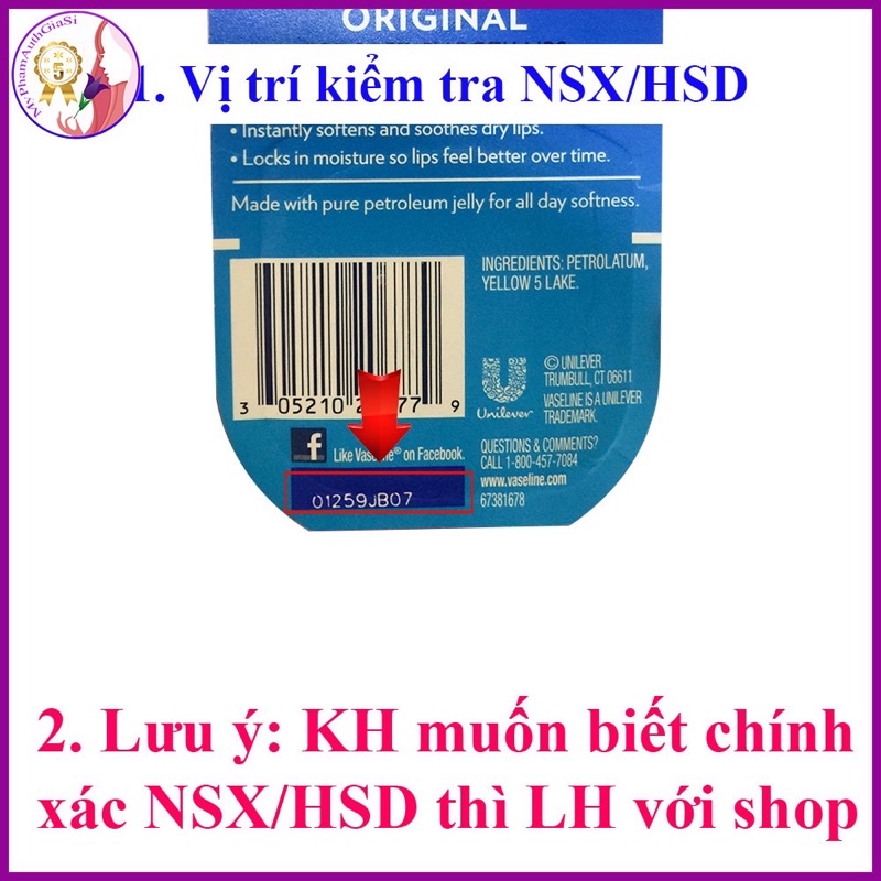 [ Hàng Auth] ]Sáp Dưỡng Ẩm Vaseline Mỹ -Dưỡng Ẩm Môi và Da -Dưỡng Môi 7g