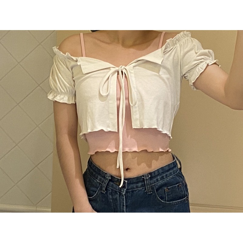 THANH LÝ Áo khoác croptop tay ngắn 2hand (đọc kỹ mô tả)