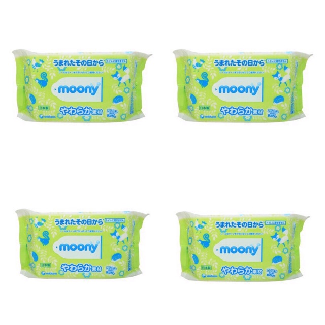Combo 4 gói khăn ướt MOONY nội địa Nhật 80 tờ