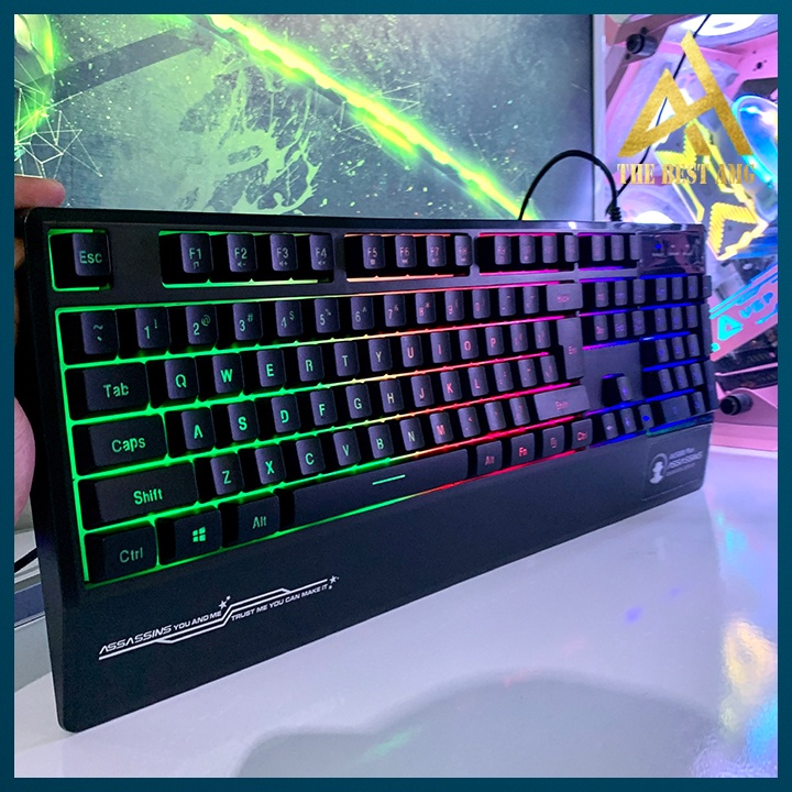 Bàn Phím Máy Tính Gaming Keycap Xuyên Led Đổi Màu Assassins AK5000 Bàn Phím Giả Cơ Laptop Có Dây Keyboard Chơi Game