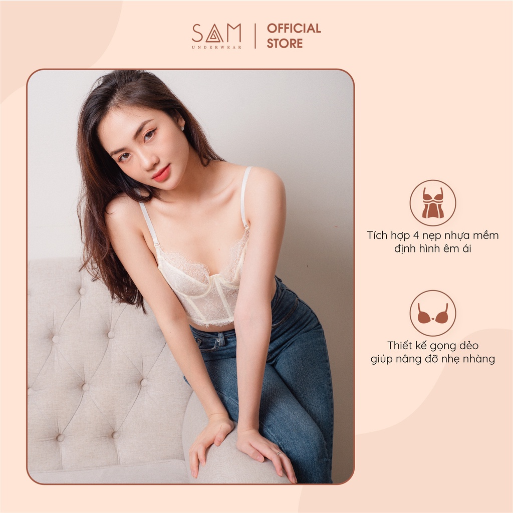 Bralet nữ SAM ren gọng dẻo, cùng nẹp nhựa mềm giúp định hình form ngực; kiểu dáng thời thượng Septia 8071