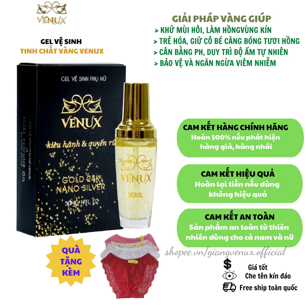 Dung Dịch Vệ Sinh Phụ Nữ, Gel Vệ Sinh Venux Khử Mùi Giảm Thâm Ngứa, Tinh Chất Vàng Hàng Chính Hãng