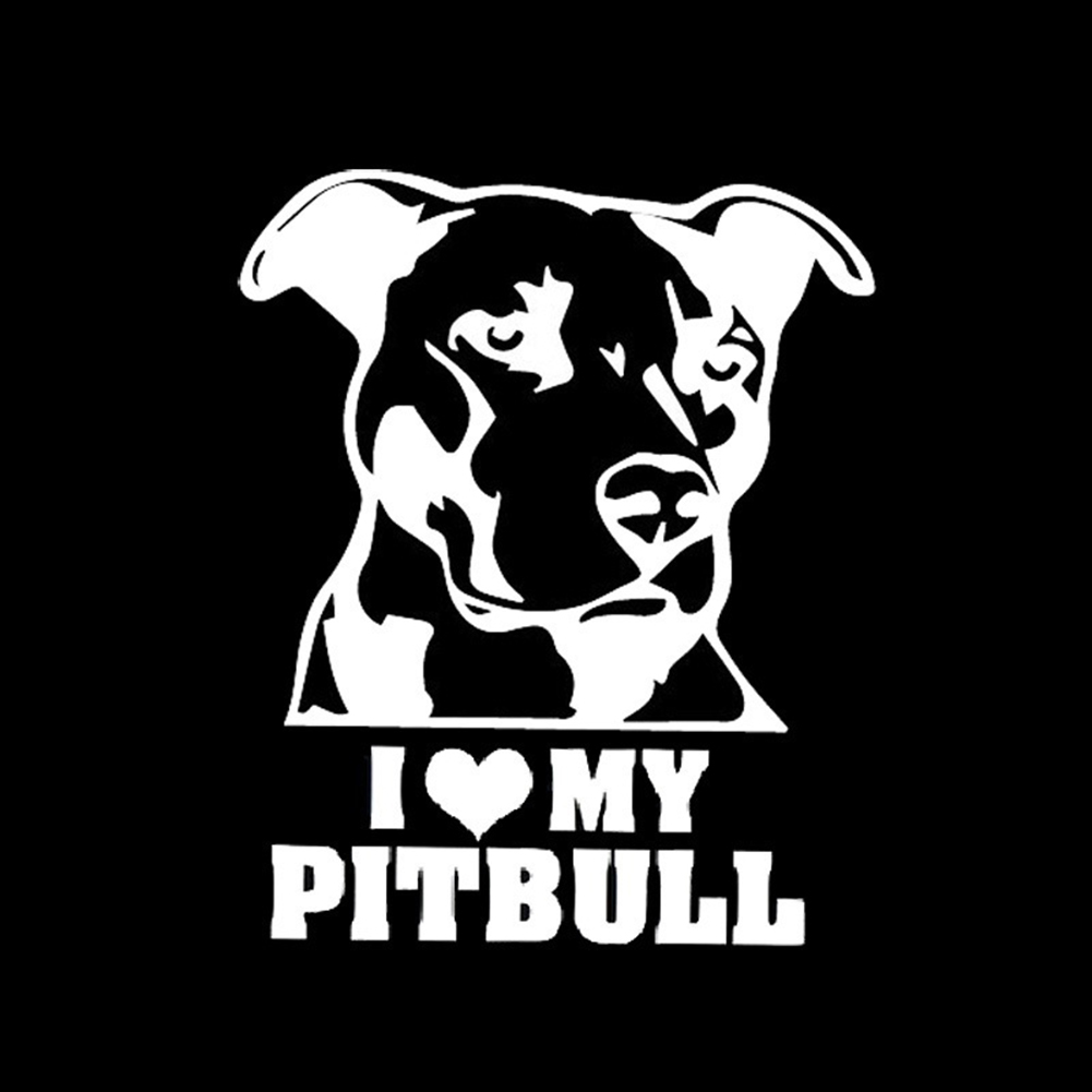 Bộ 5 Sticker Chữ I Love My Pitbull Dán Trang Trí Xe Hơi