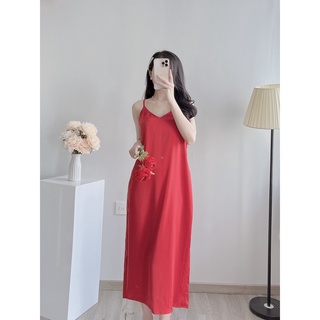 Váy lụa 2 dây dáng dài