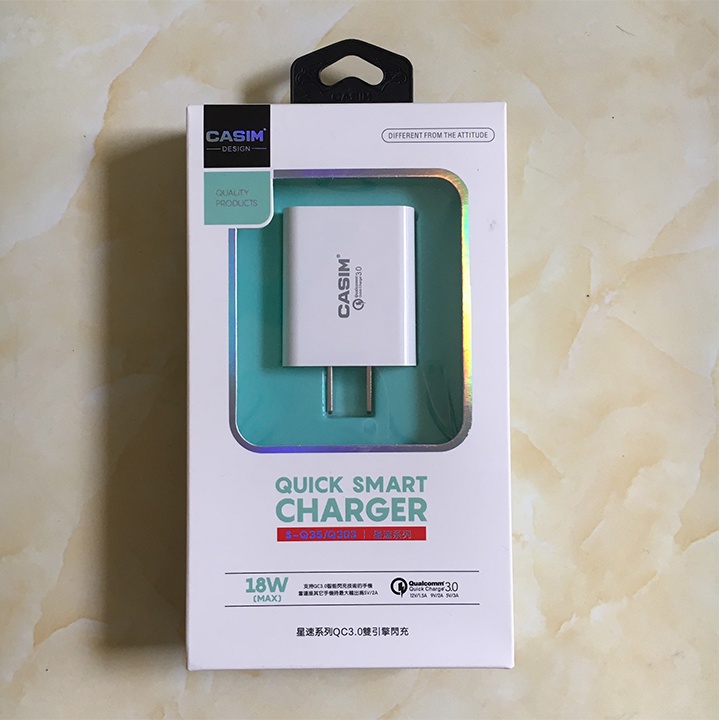 Củ cốc Sạc Nhanh 18W CASIM S-Q35 Tương thích Nhiều thiết bị - Hàng chính hãng - Bảo hành 10 năm Mario Case