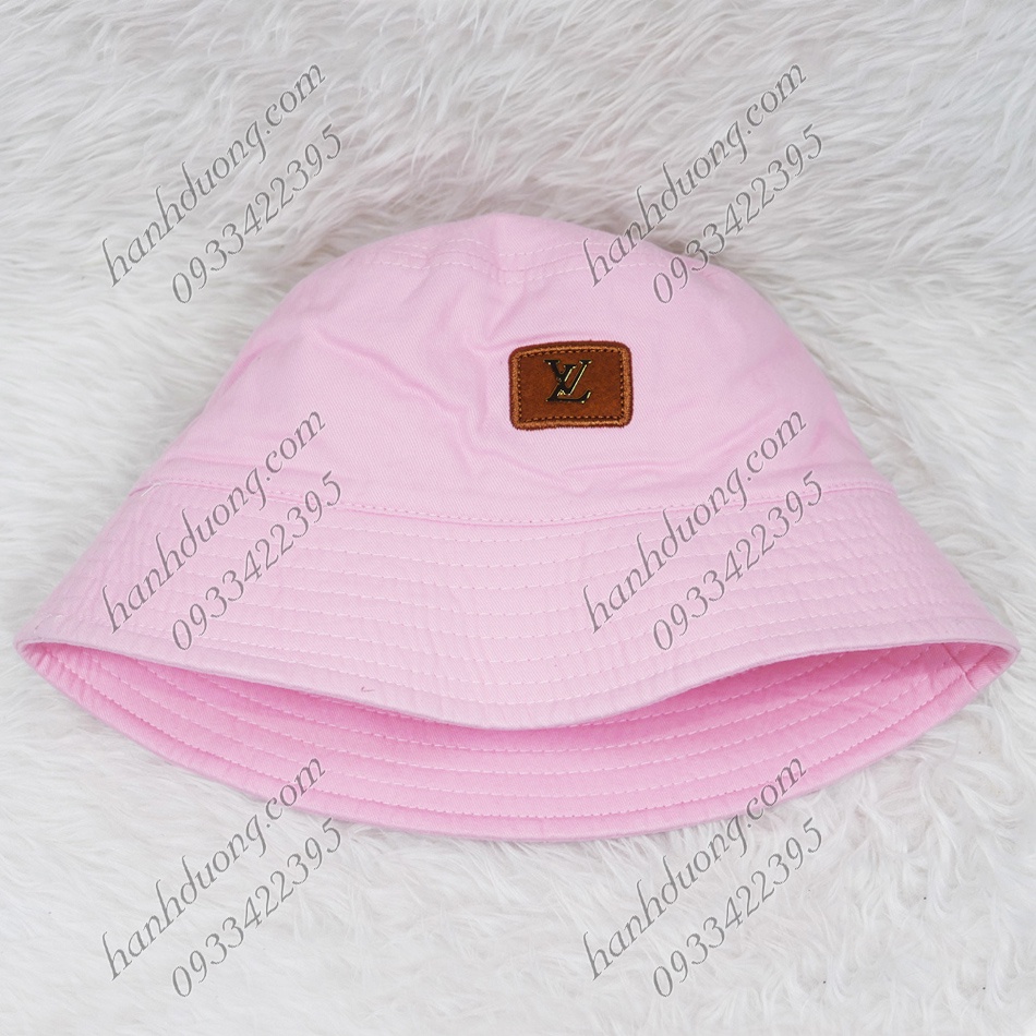 Mũ bucket vành cụp nón tai bèo vành tròn đội được 2 mặt thêu mặt da LV vải cotton cao cấp phù hợp cho nữ
