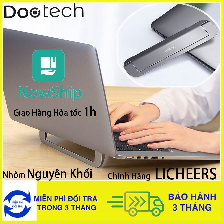Đế tản nhiệt Laptop gấp gọn, Nhôm Nguyên Khối, chính hãng LICHEERS dùng cho cho mọi dòng laptop