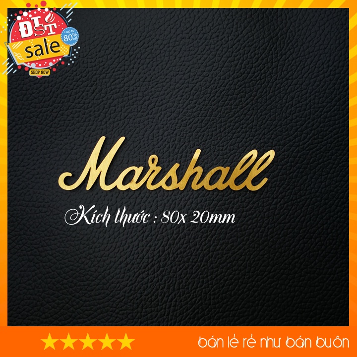 Logo marshall 80 x 20mm inox Vàng