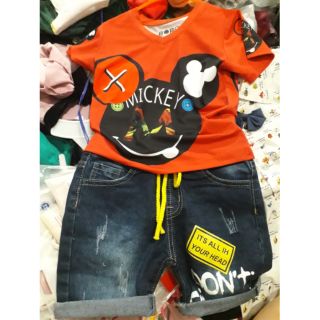 Set quần Jean phối áo Mickey hàng bobo kid