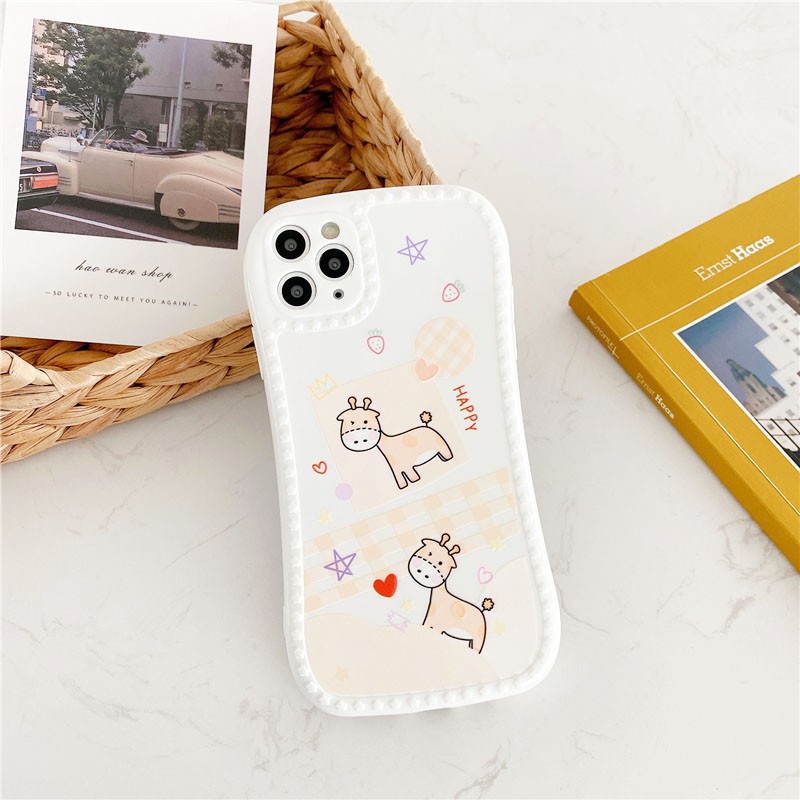 Ốp lưng iphone Hươu Happy viền nổi 3D cong  5/5s/6/6plus/6s/6splus/7/7plus/8/8plus/x/xr/xs/11/12/pro/max/plus/promax | BigBuy360 - bigbuy360.vn