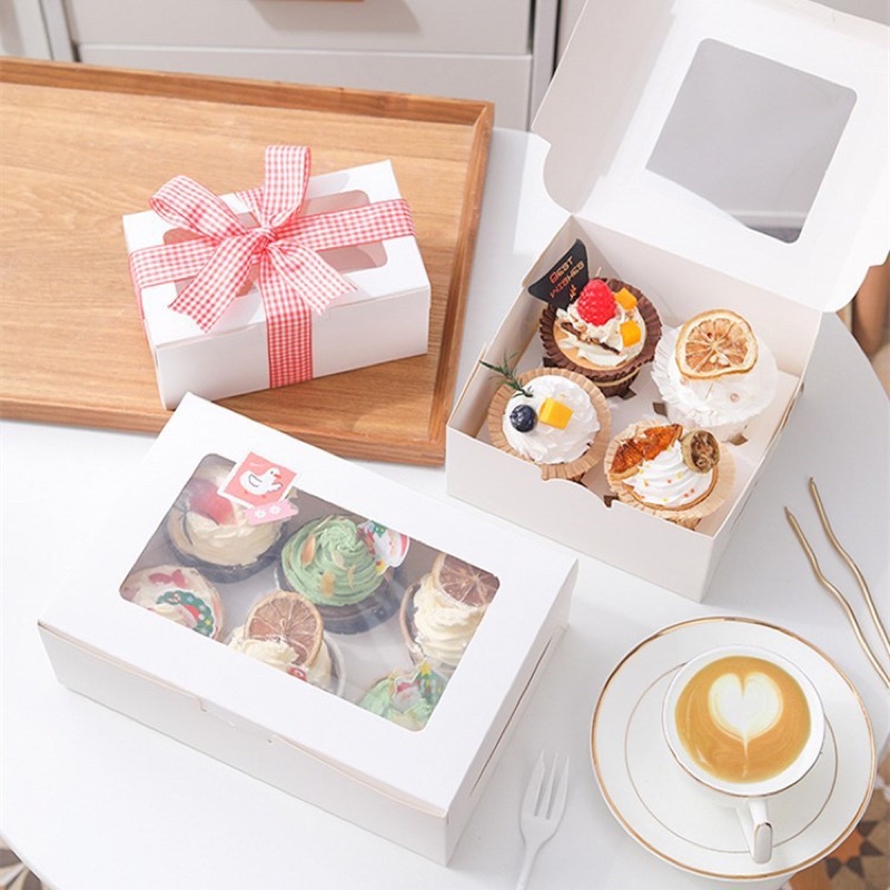 Hộp giấy đựng cupcake nắp trong các cỡ