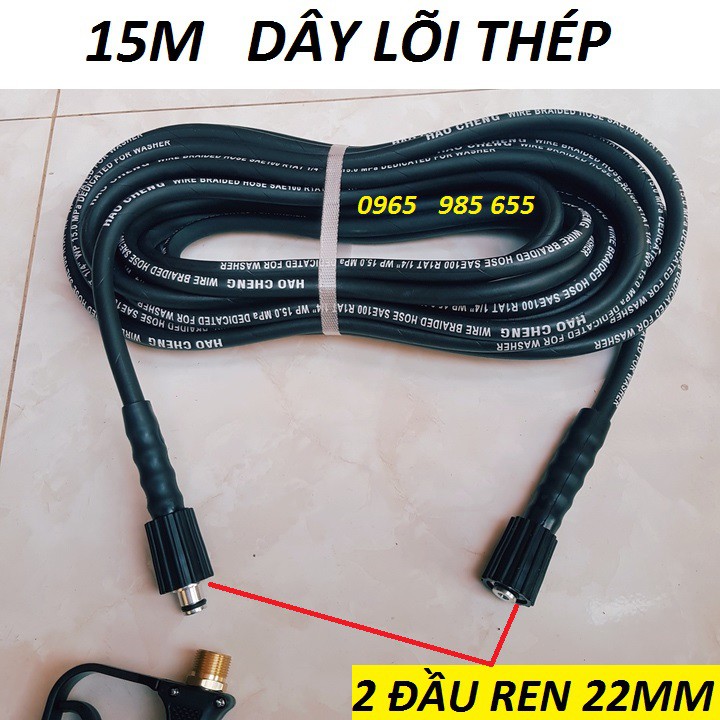 Dây rửa xe , 15M dây xịt rửa xe lõi thép áp lực cao cấp