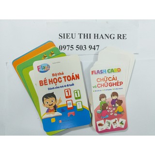 Combo 2 bộ thẻ - thẻ học toán và thẻ học chữ cái chữ ghép