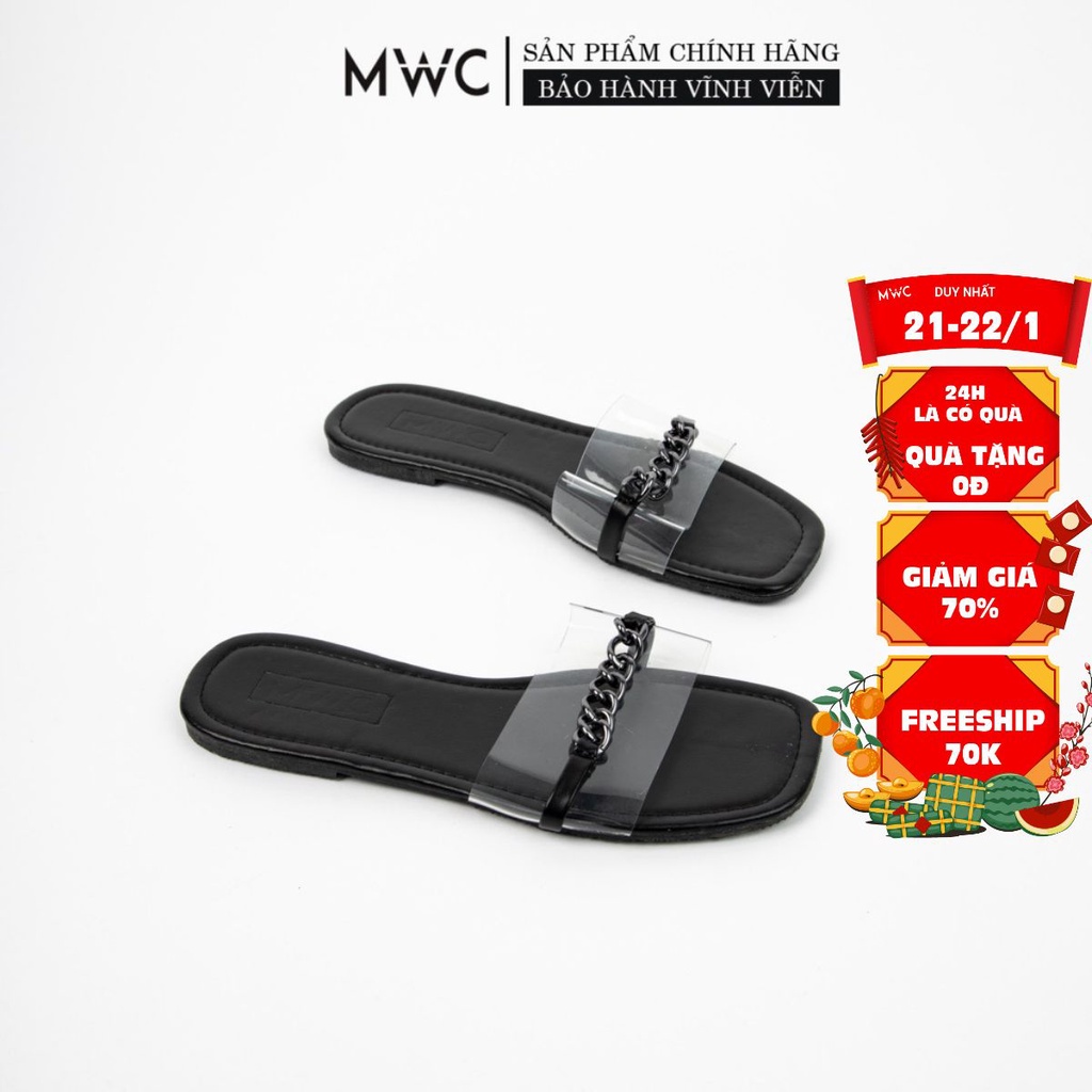 Dép Nữ MWC Quai Trong Đính Móc Xích Thời Thượng NUDE- 3452