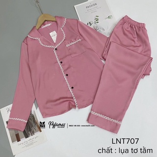 Bộ Pijama Bộ Ngủ Lụa Ren Tay Dài