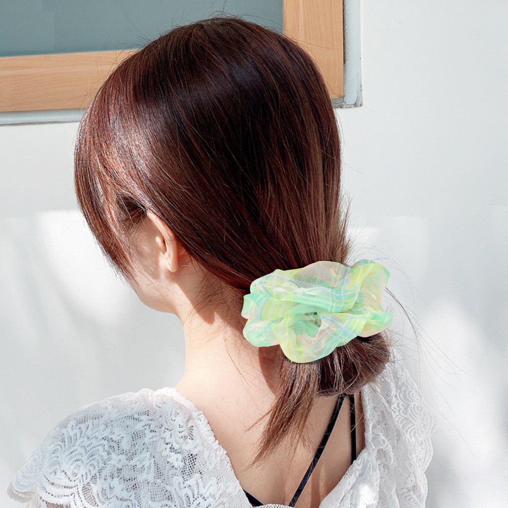 [Mã FAST10KT4 giảm 10K đơn bất kỳ] Cột Tóc Scrunchies Vải Lưới Mờ Caro Size To Xinh Xắn - Vani Store