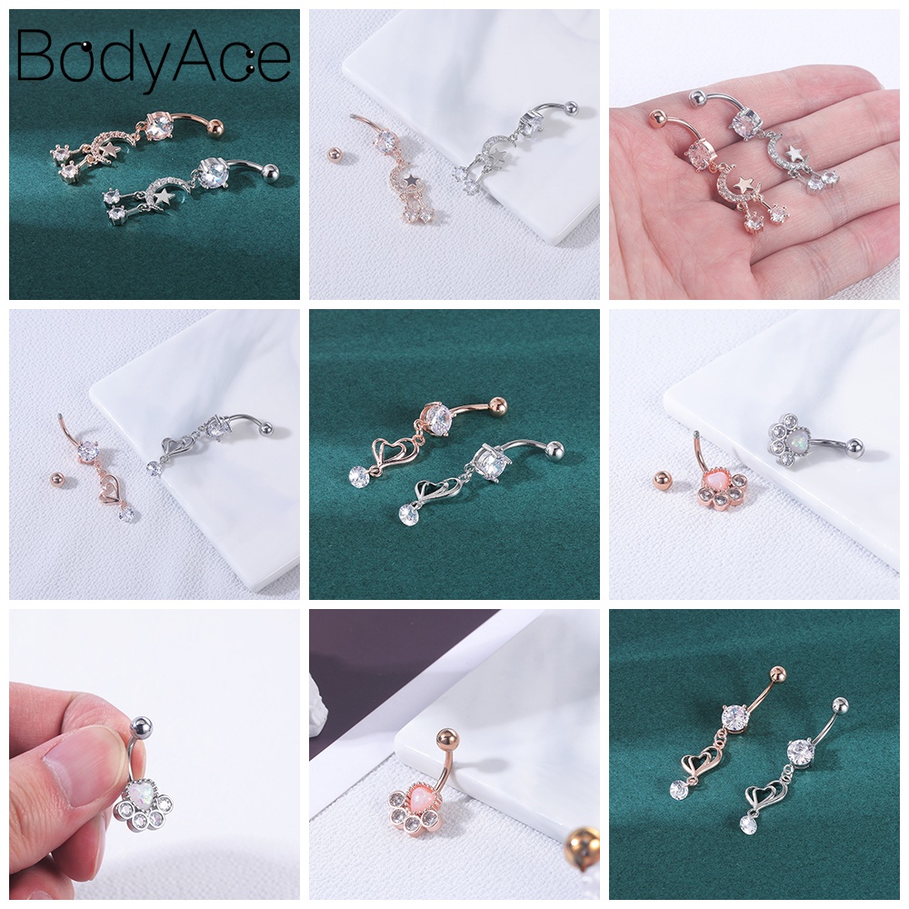 1 Bộ Khuyên Rốn Hình Hoa Và Bướm Bằng Thép Y Tế