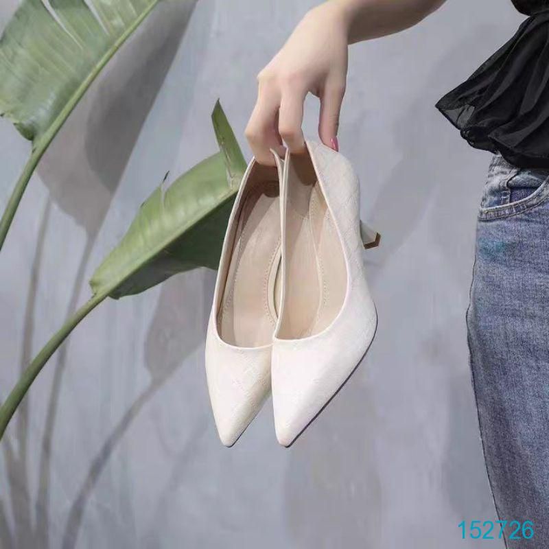 Giày Cao Gót 7 Phân Quả Trám Mũi Nhọn