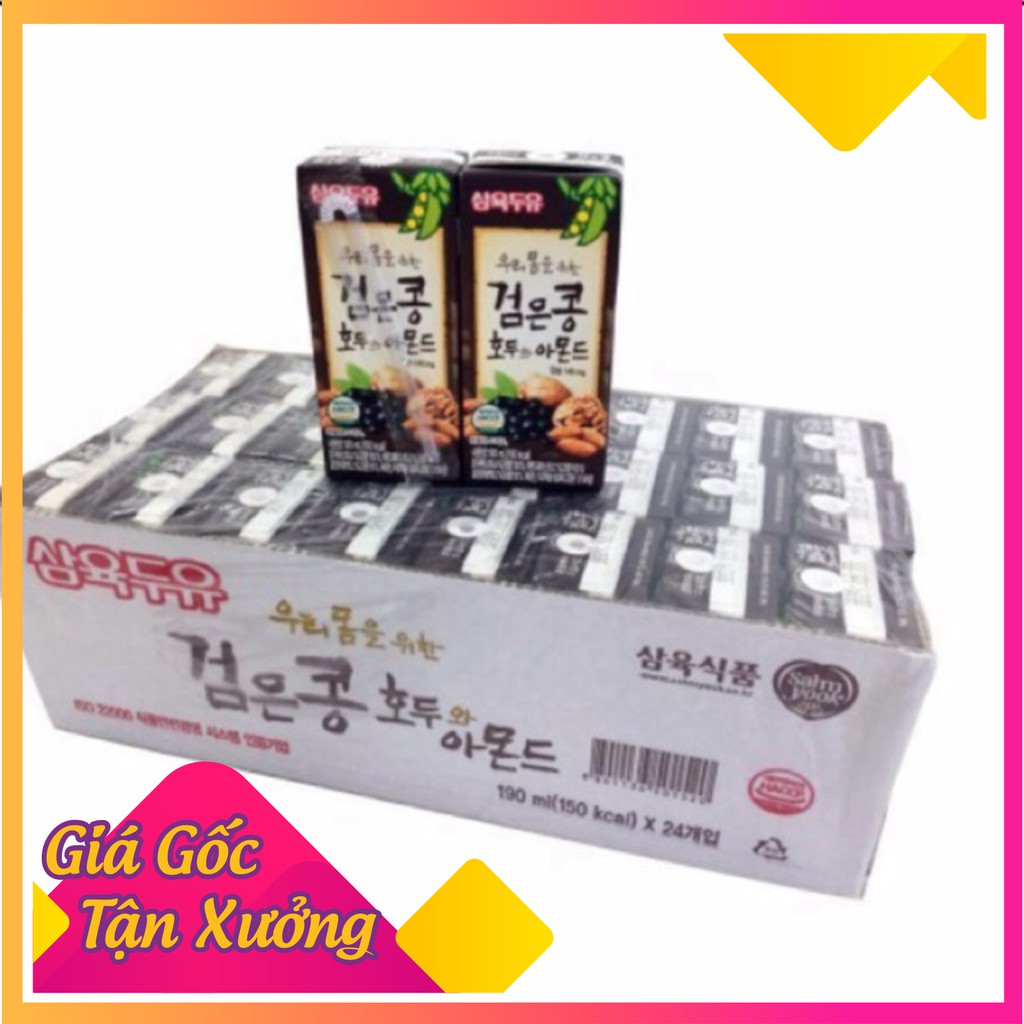 [Date:07/2021] THÙNG 24 HỘP x 190ML SỮA ÓC CHÓ HẠNH NHÂN ĐẬU ĐEN HÀN QUỐC Hàng Mới Chất Lượng