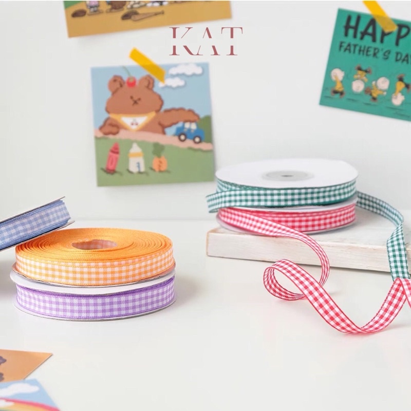 Ruy Băng Vải Trang Trí Bánh Hoạ Tiết Sọc Caro - KAT Official Store