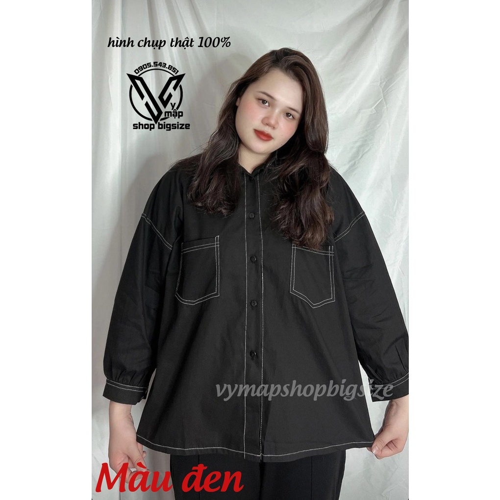 Áo sơ mi ulzzang chỉ nổi BIGSIZE 10 màu vymapshopbigsize