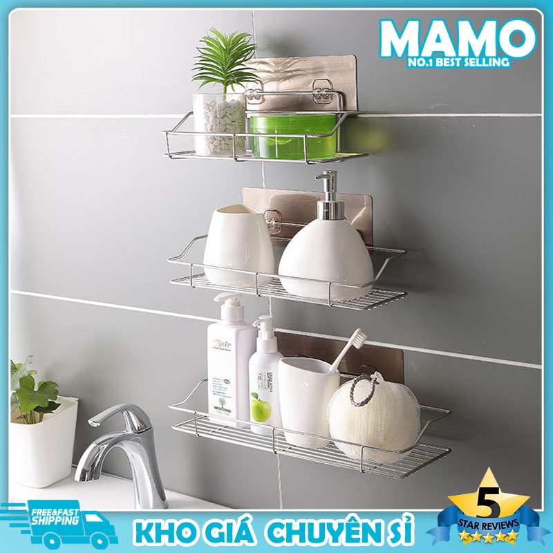 Kệ sắt chữ nhật dán tường đựng đồ nhà tắm, nhà bếp hình chữ nhật tiện lợi, hiện đại LO74