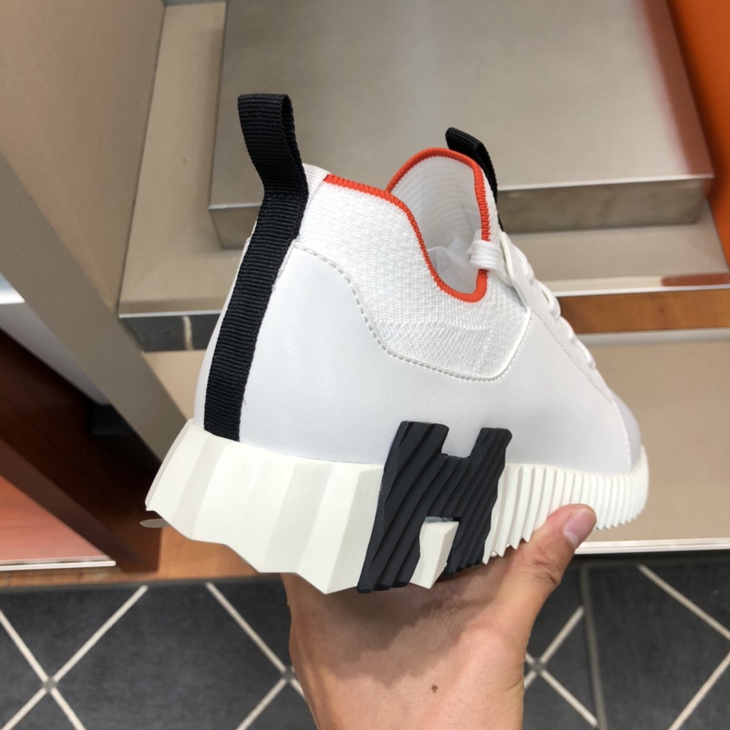Giày sneaker nam da thật thời trang cao cấp Hermes phong cách năng động, đường phố