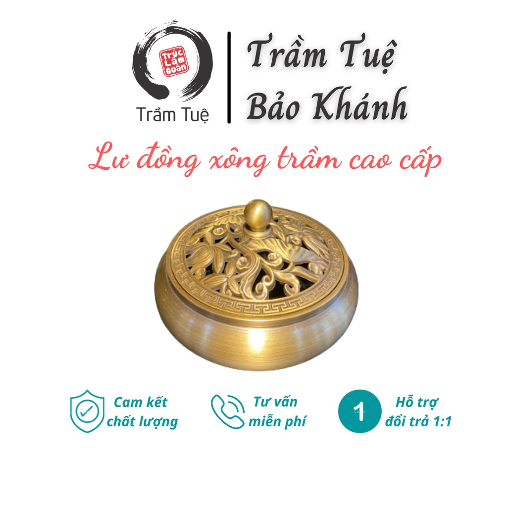 LƯ xông đốt trầm hương⚡️ĐỒNG NGUYÊN KHỐI⚡️ CHẤT LƯỢNG CAO (gồm cả hồ lô đồng và lót chống cháy)