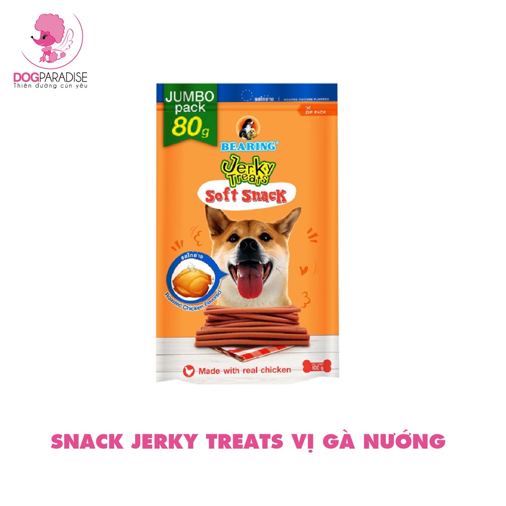 Snack mềm Jerky Treats cho thú cưng bổ sung dinh dưỡng và khoáng chất túi 80g-Bearing - Dog Paradise