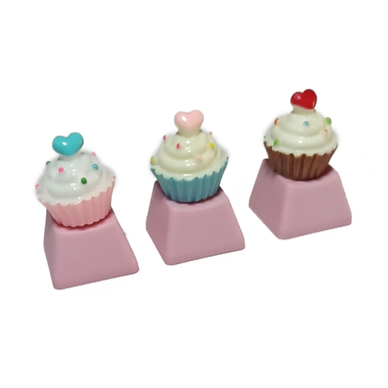 cc 1Pc DIY PBT Keycap Pink Cute Cake Ice Cream for mechanical keyboards R4 Height Children's Gifts