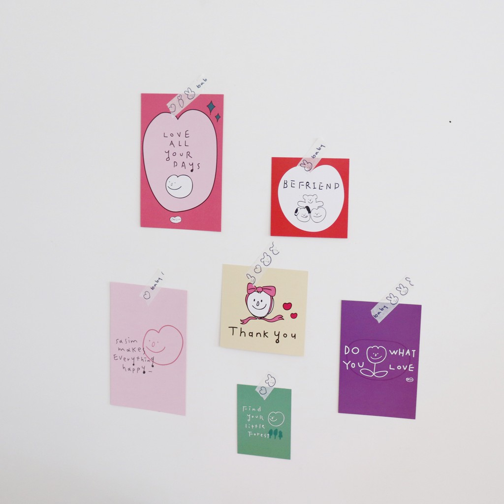 Set 6 bưu thiếp họa tiết đáng yêu