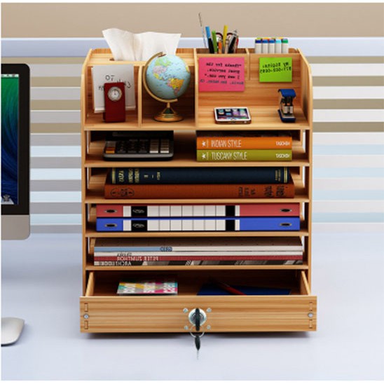 Kệ Giá gỗ để sách tài liệu để bàn mini trong văn phòng nhiều mầu sắc cho bạn lựa chọn Kiểu hình chữ nhật có nhiều ngăn