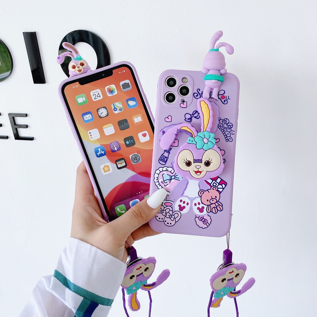 iPhone 6plus 6SPlus 6 6S 7 8 7Plus 8Puls X XS XR XSmax 11 11pro 11proMax 12 12pro 12proMax 12Mini Cartoon Stella Rabbit +stand +lanyard soft TPU phone case