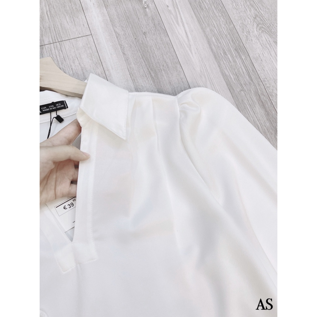 [Mã FAMARAL1 giảm 10K đơn 50K] ÁO SƠ MI LỤA TẰM CỔ V TAY BÈO