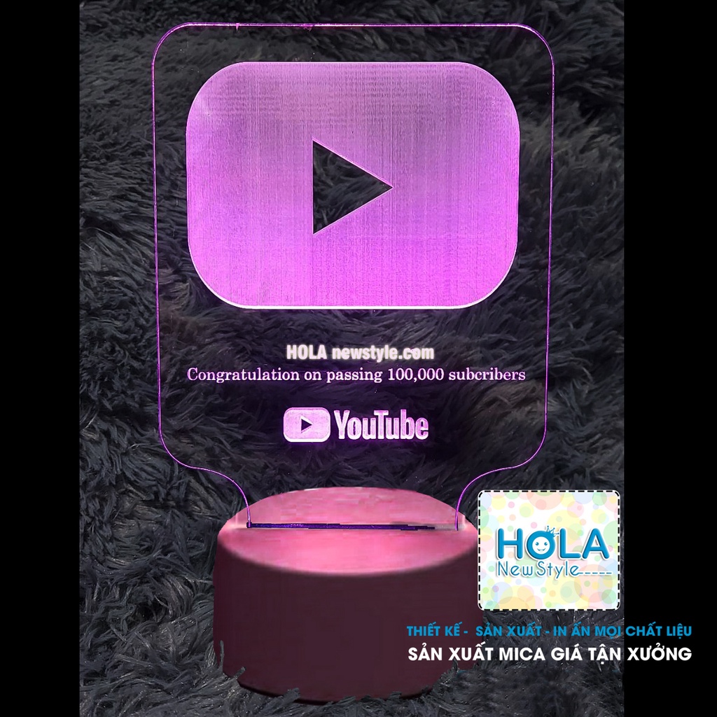 Đèn ngủ led, in nút Youtube, in logo công ty theo yêu cầu.