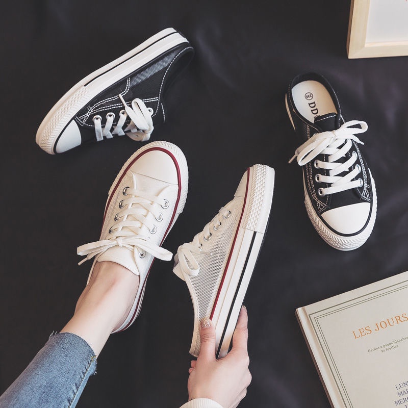 Giày Vải Canvas Phối Lưới Rỗng Thoáng Khí Thời Trang Mùa Hè 2022 Cho Nữ