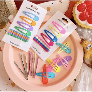 Combo kẹp tóc Hàn Quốc 2 kiểu ghim và bấm nhiều màu dễ thương