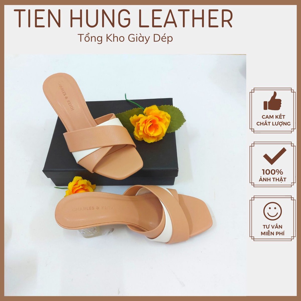 Sandal cao gót quai ngang 7cm dép nữ gót meca vuông thời trang Tiến Hùng TH0011
