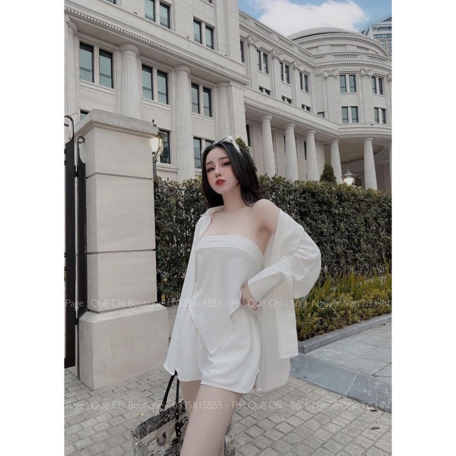 [ 𝐅𝐑𝐄𝐄 𝐒𝐇𝐈𝐏 ]  SET SƠ MI YẾM QUÂY 3 MÓN ÁO SƠ MI THỤNG QUẦN SHORT ĐÙI