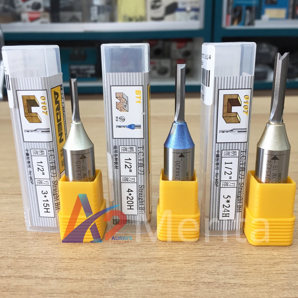 Mũi phay gỗ thẳng TCT  cốt 1/2" ARDEN