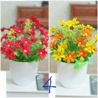 Combo 2 chậu hoa để bàn- hoa giả