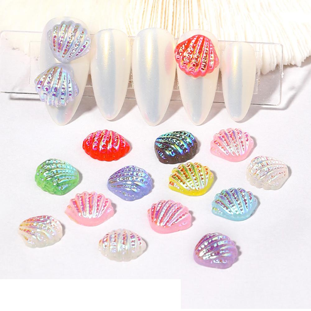 Hình Dán Móng Tay Vỏ Sò|Resin Dễ Thương|Laser Aurora AB Đầy Màu Sắc|Trang Sức Móng Tay