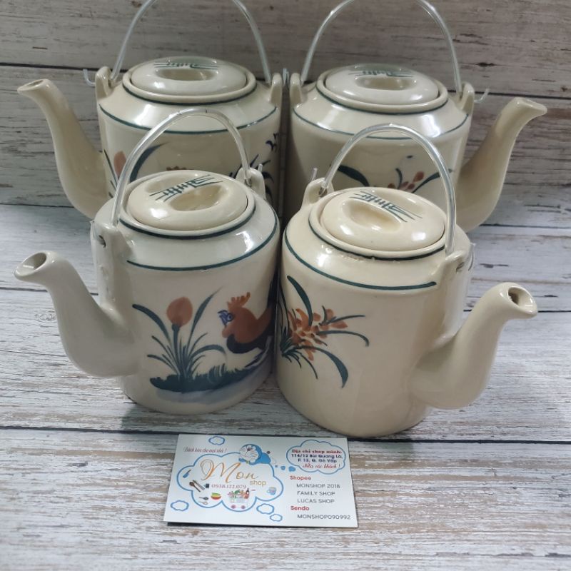 💢Ấm Tích Gốm Xưa 💥Họa Tiết Vẽ Tay👍 Con Gà Trống🐓. 👌😉