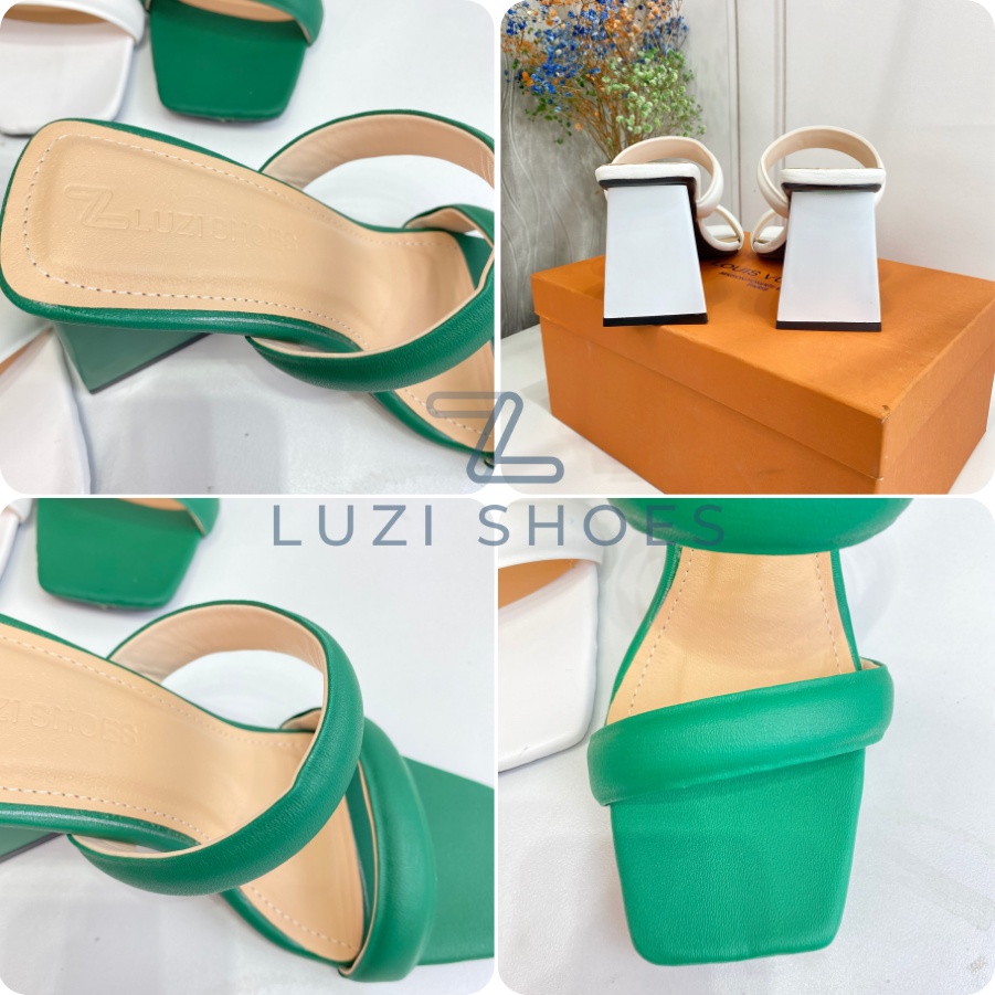 Guốc nữ, dép cáo gót tam giác 2 quai ngang nhún thời trang nhiều màu sắc cao 9cm [m22]