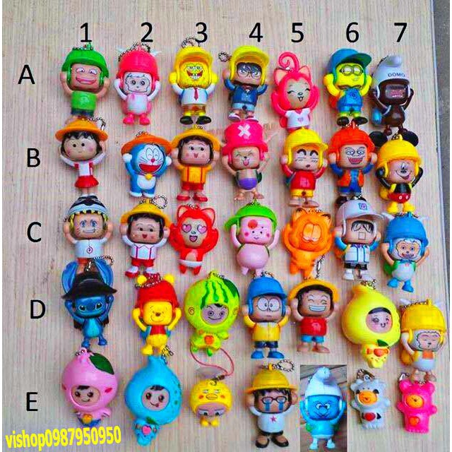 -Móc khóa chibi hình búp bê thay đổi khuôn mặt-Móc khóa cảm xúc-Móc khóa chibi thay đổi khuôn mặt