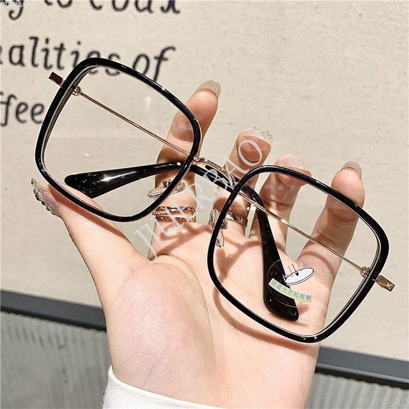 Kính Mát Gọng Vuông Kim Loại Chống Bức Xạ Oversize Đơn Giản Thời Trang Cho Nam Và Nữ