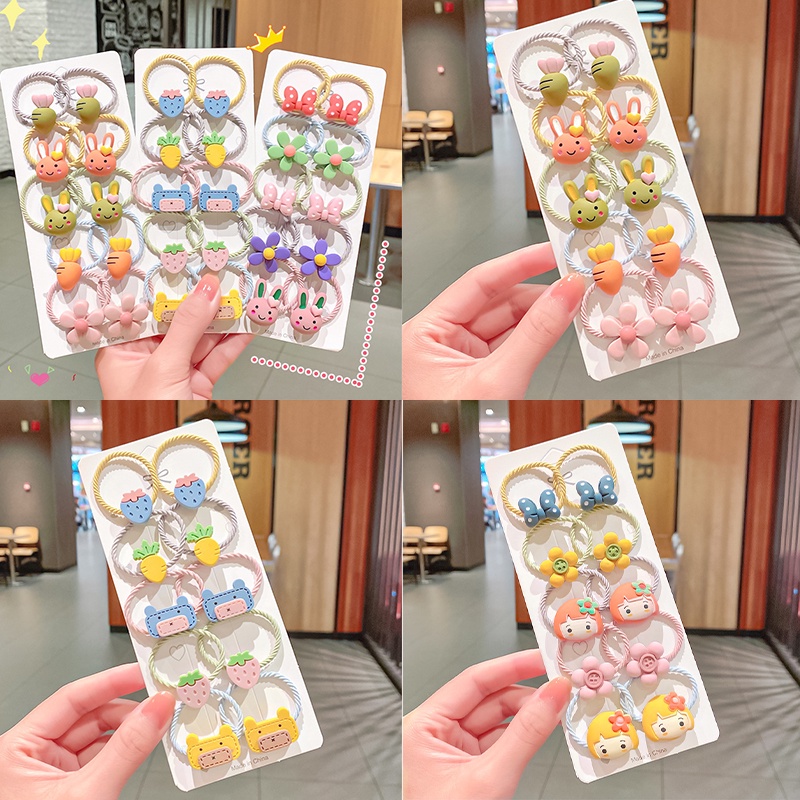 Set 10 Dây Cột Tóc Nhiều Màu Sắc Dễ Thương Cho Bé Gái